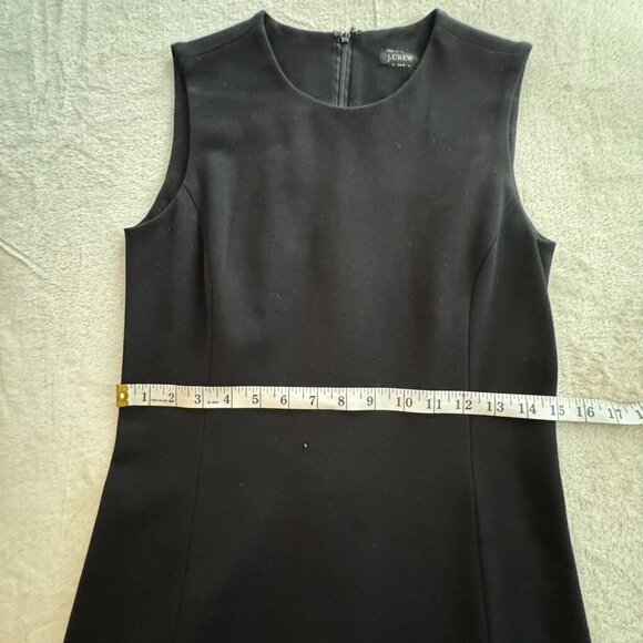 VTG J. Crew Size 4 Black A-Line Ponte Day Wear Dress Zip Back Stretch - Picture 8 of 8